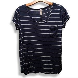 Love Charm Navy Striped Top Large